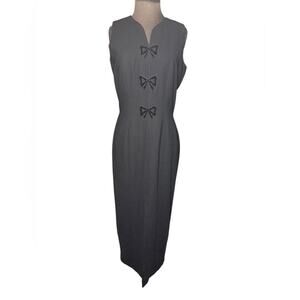Vtg Beaded Bow Modern Minimalist Maxi Dress Size 10 Feminine Event Glam Girlhood